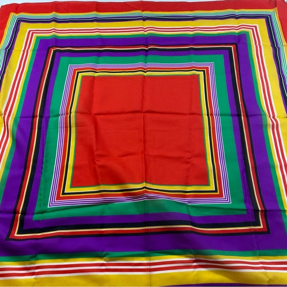 Multi color scarf hankerchief Feminine orange red white blue green yellow scarf - Picture 5 of 7